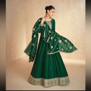 Elegant Green Embroidered Women’s Anarkali Dress